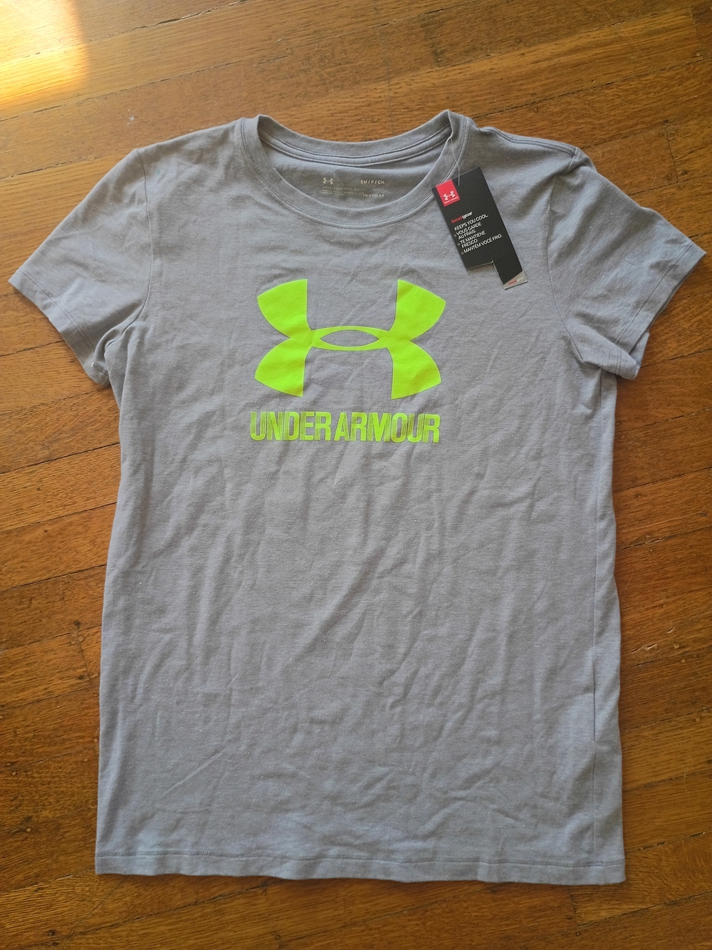 Under Armour Gray Short Sleeve Tee with Neon Green Logo